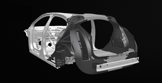 A computer drawing of a Jaguar Land Rover vehicle with SMC composite parts highlighted