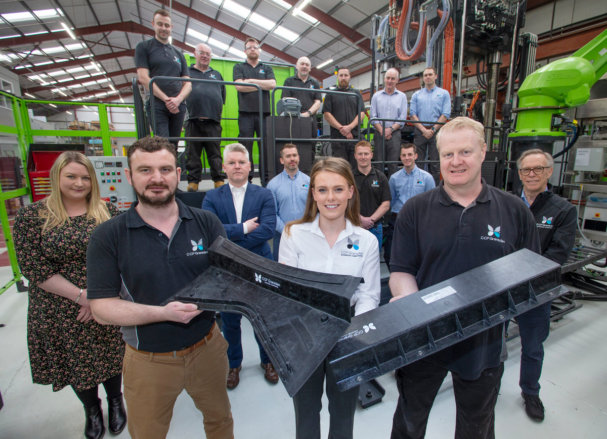 Some of CCP Gransden's composite materials engineers and operatives in a clean factory.