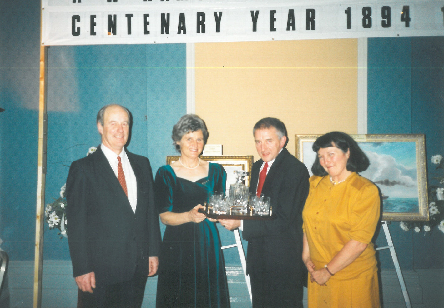 David and Kelsie Erskine (nee Hamilton) are presented a centenary gift by Ulster Bank for being one of the longest standing clients.